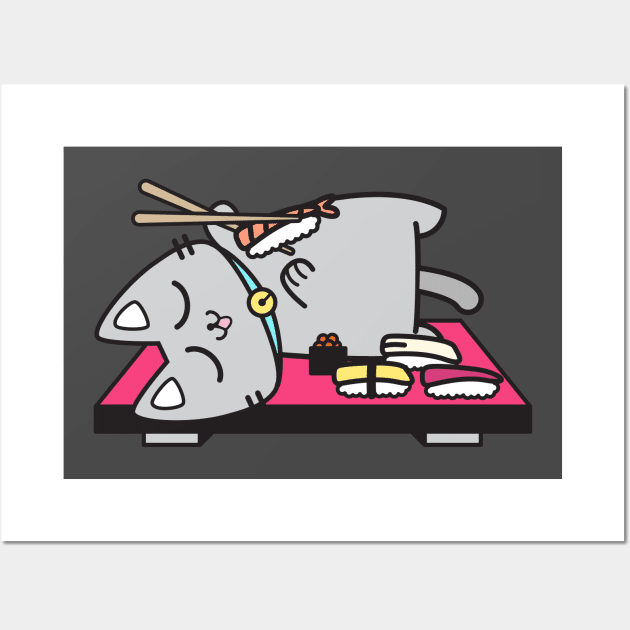 Sushi Cat Wall Art by plattercats